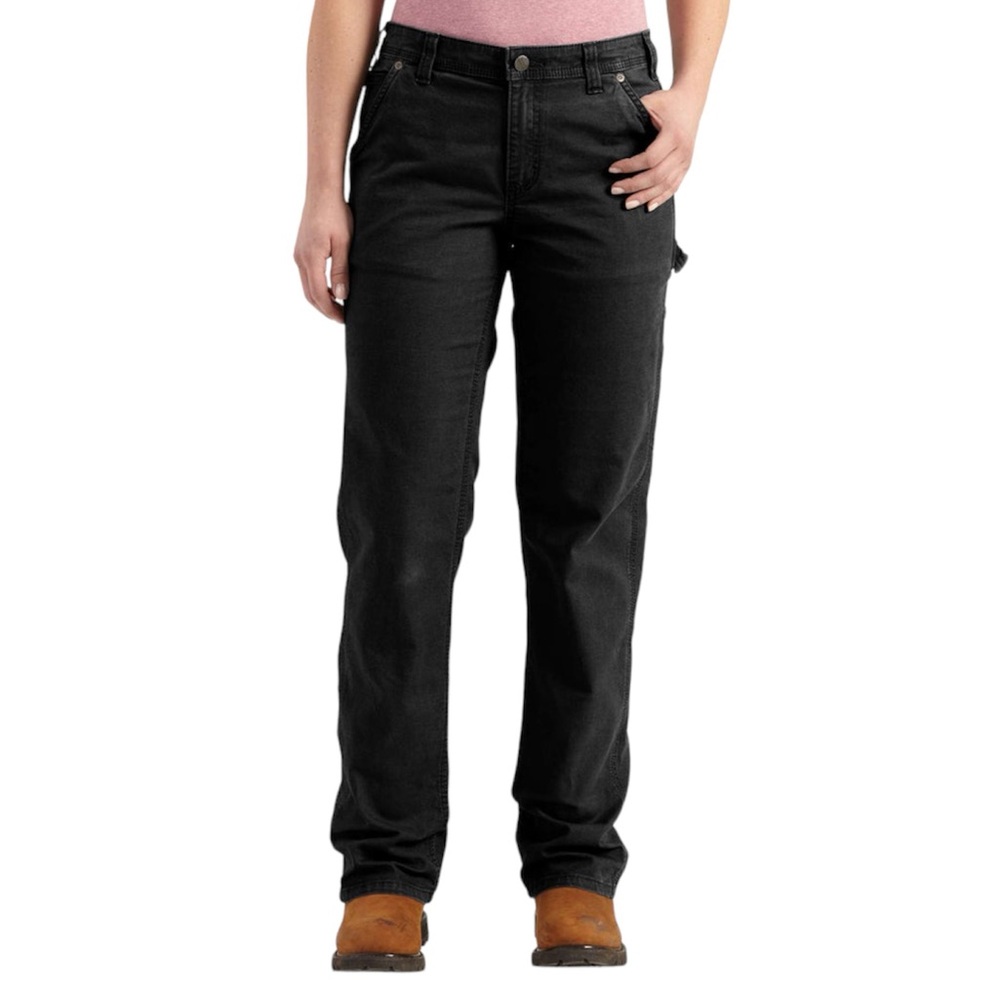 Carhartt Rugged Flex Straight Fit Canvas Black Work Pants 6 Tall
